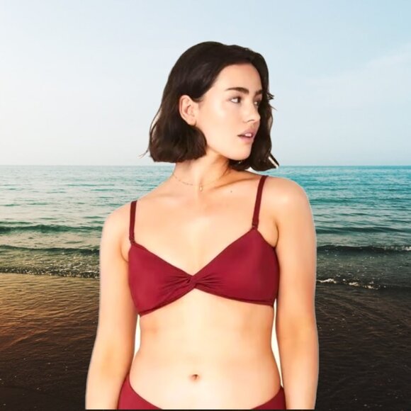 Andie Swim The Capri Top Truffle Eco Nylon Size Large - Picture 1 of 8